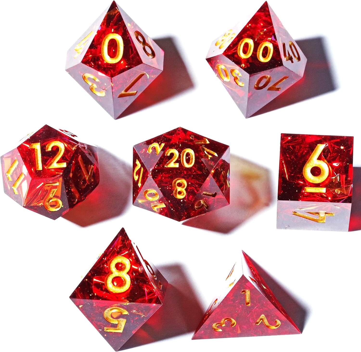 Red Galaxy Polyhedral Resin D&D 7-Piece Dice Set - Image 6