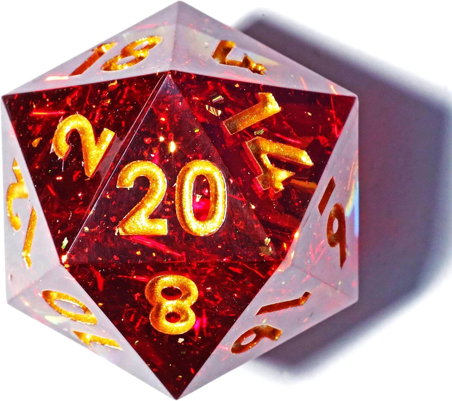 Red Galaxy Polyhedral Resin D&D 7-Piece Dice Set - Image 7
