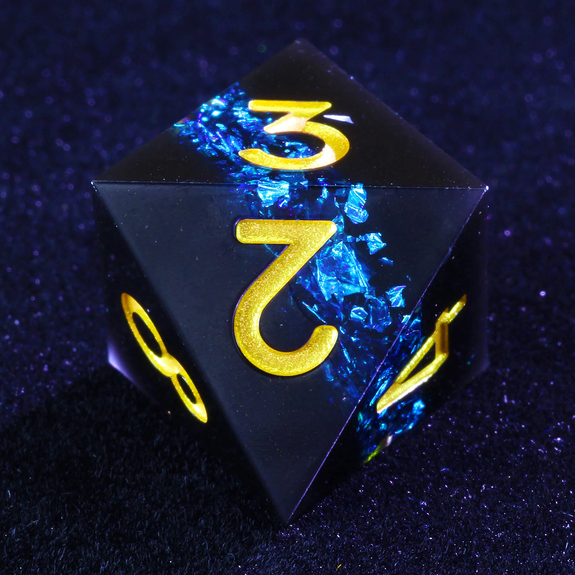 Role Playing 7 Polyhedral Resin DnD Dice Set Tin Foil - Image 6