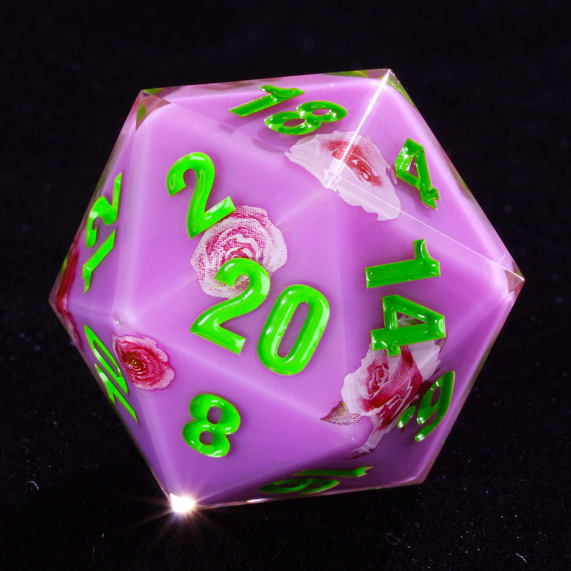 Rpg 7 Polyhedral Resin D and D Dice Set Flower Purple
