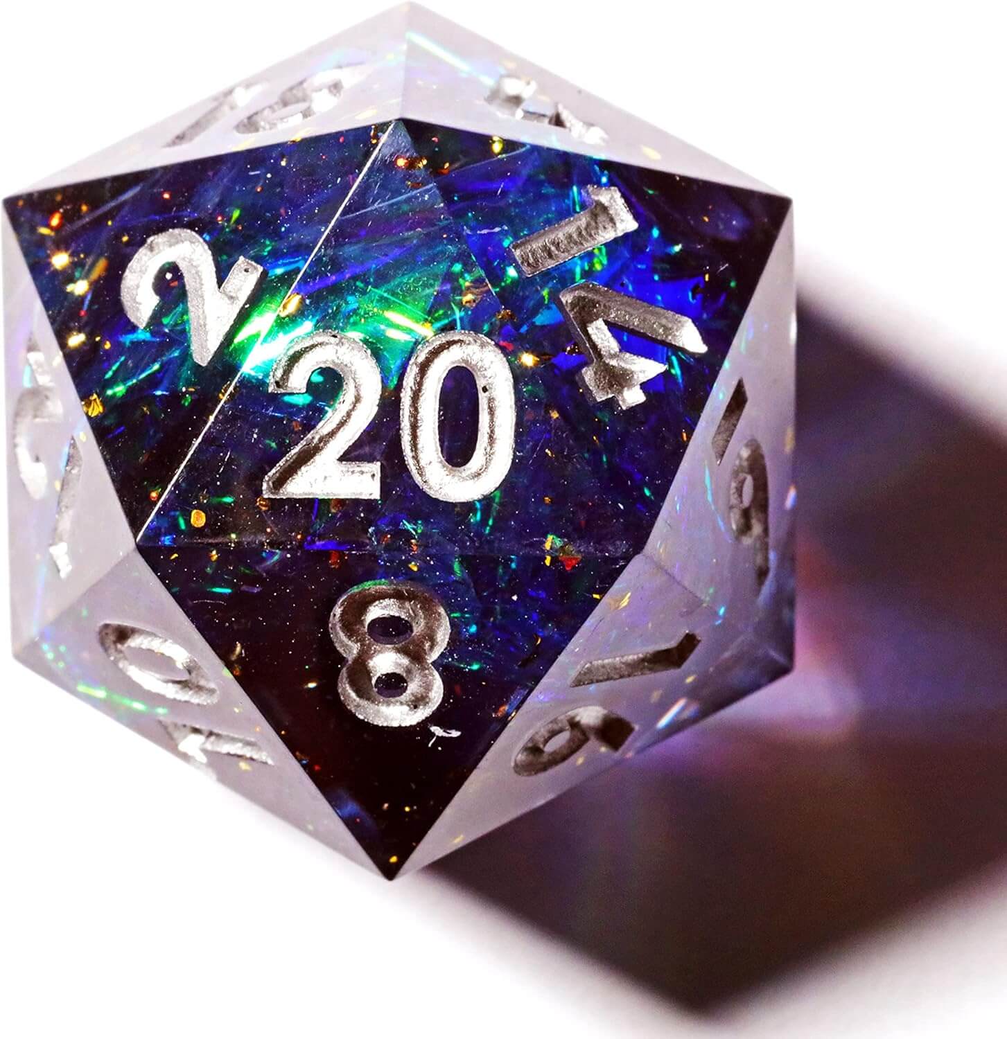 RPG Cool 7 Polyhedral Sharp Edge Dice Sets D&D - Blue Galaxy - Image 2