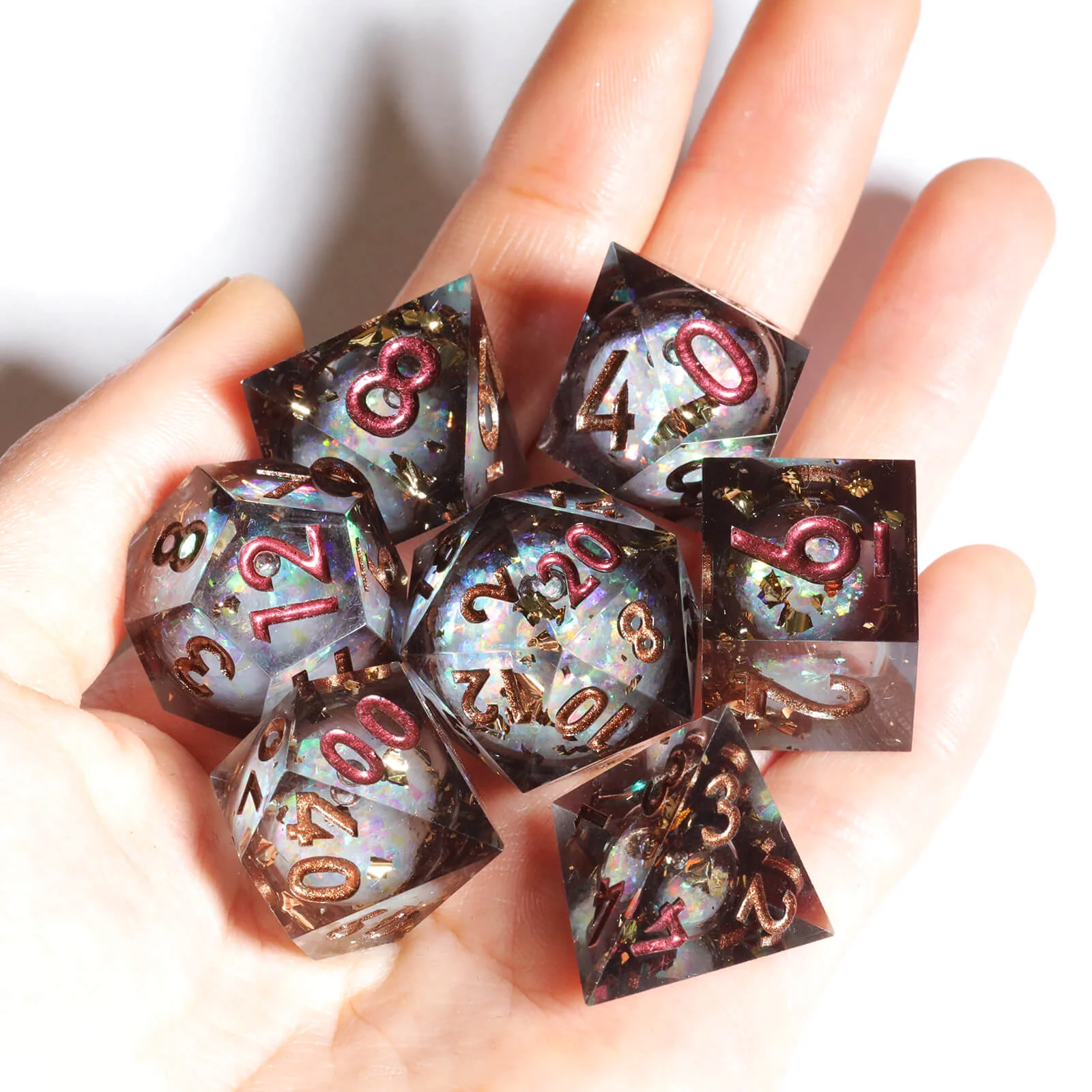 RPG Resin Polyhedral 7 Liquid Core Dice Set D and D - Midnight Forest - Image 3