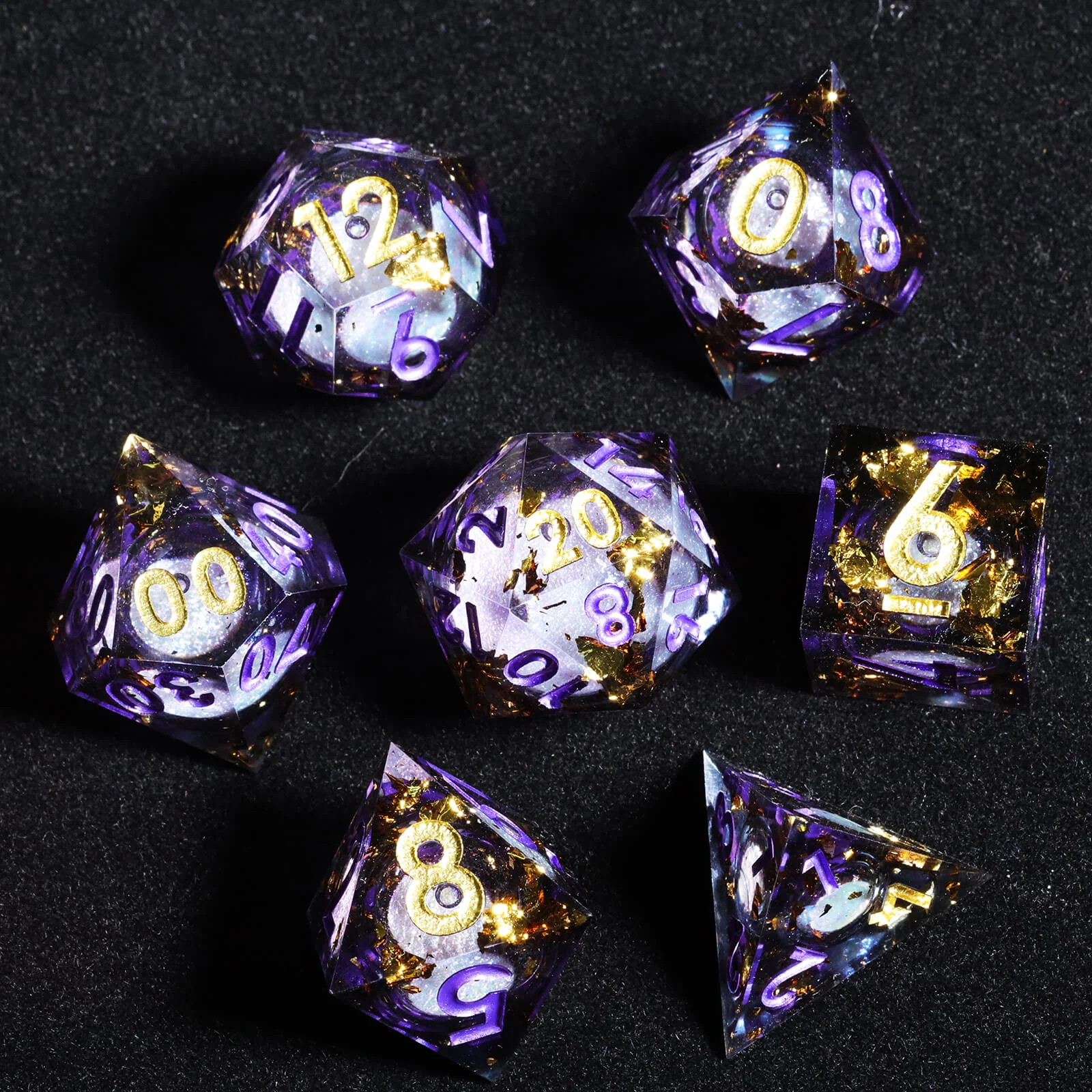 RPG Resin Polyhedral 7 Liquid Core Dice Set D&D - Lavender - Image 7