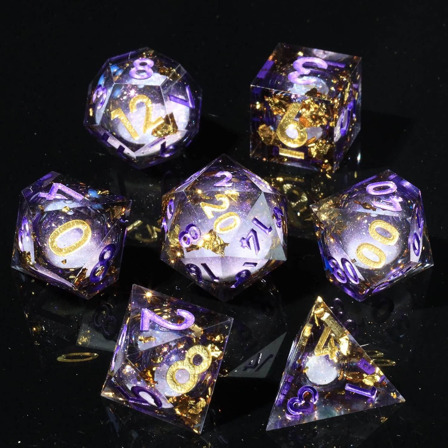 RPG Resin Polyhedral 7 Liquid Core Dice Set D&D - Lavender - Image 8