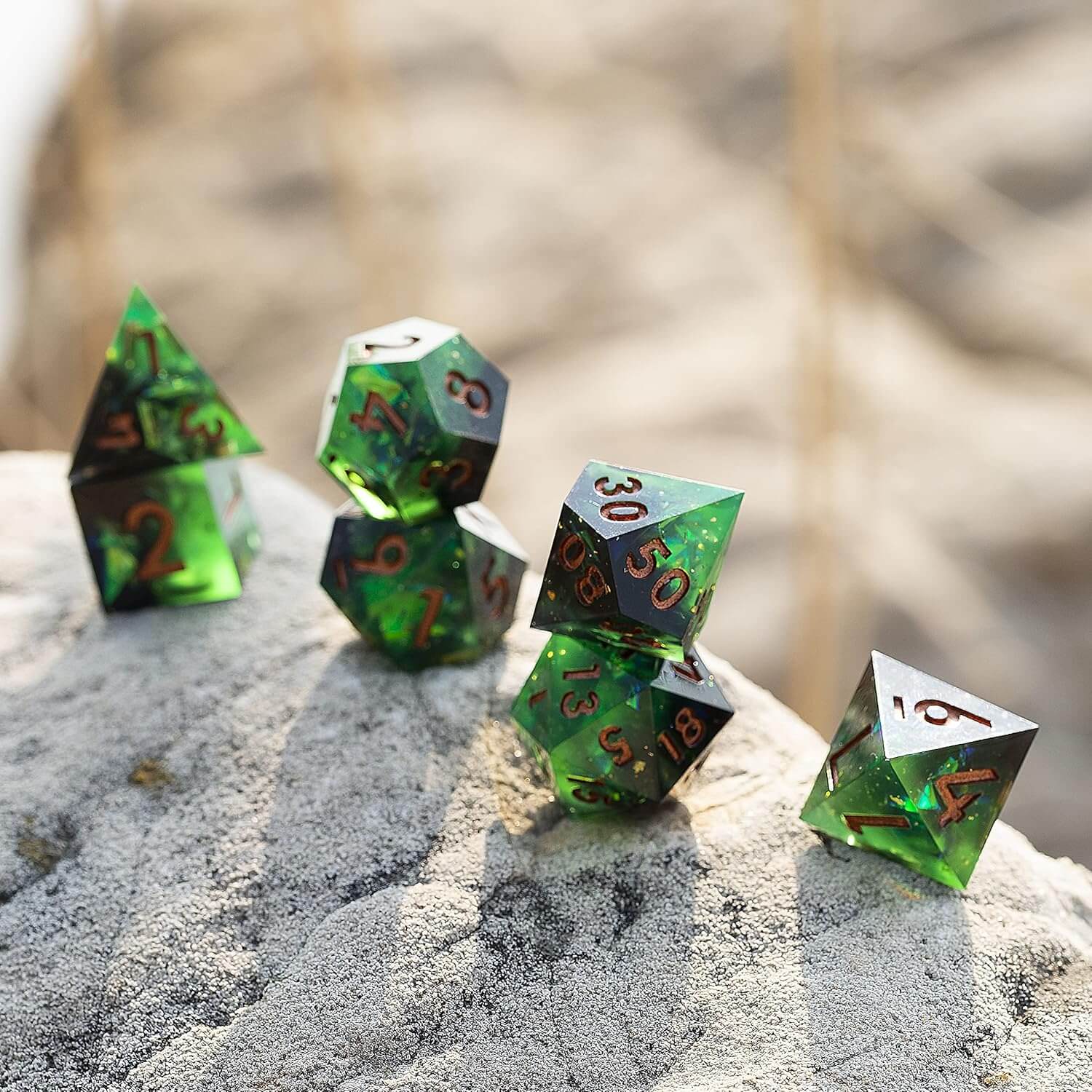 Rpg Unusual Polyhedral Sharp Edge Resin Dice Sets D&D - Word of Death - Image 3