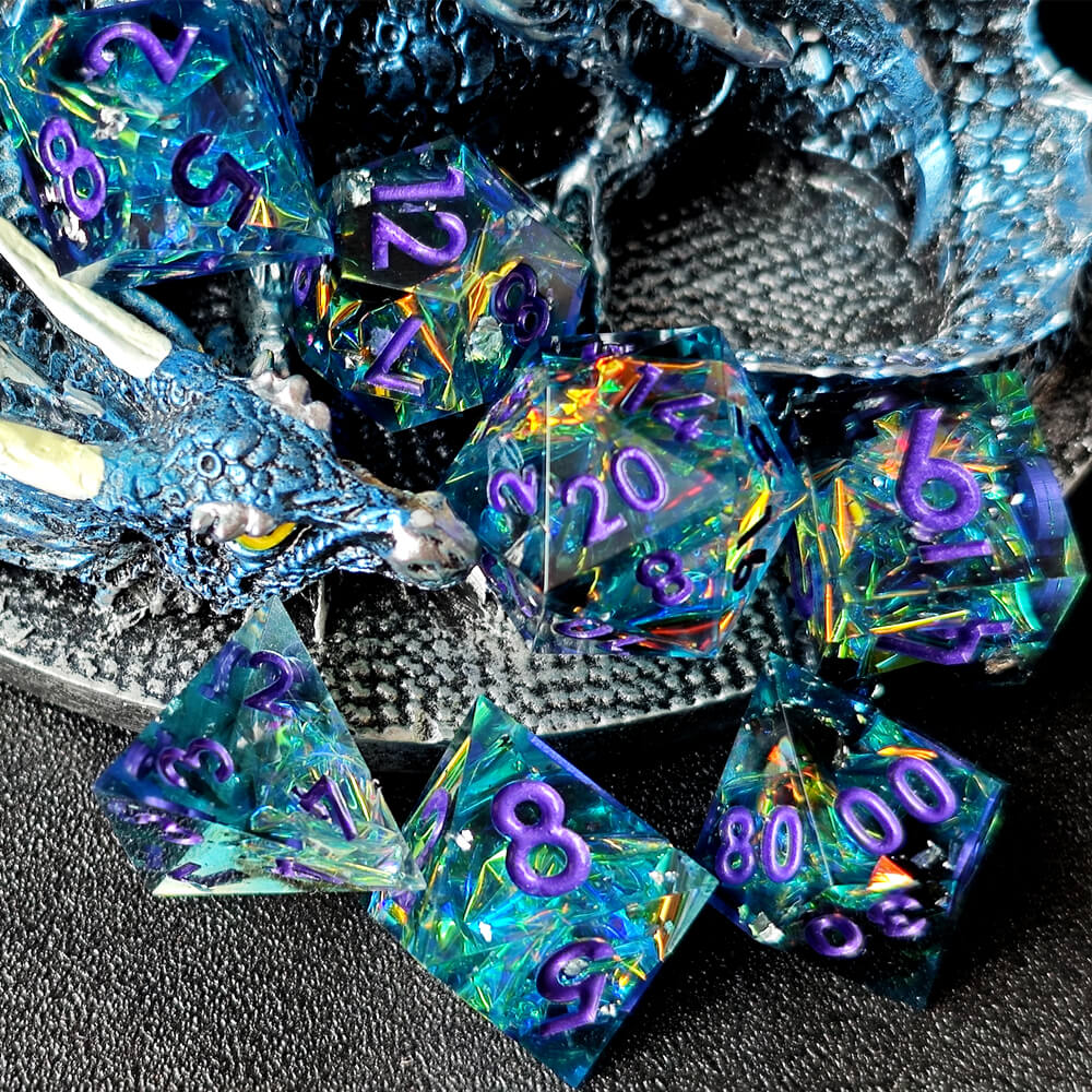 Sapphire Polyhedral Resin 7-Piece Dice Set for D&D - Image 10