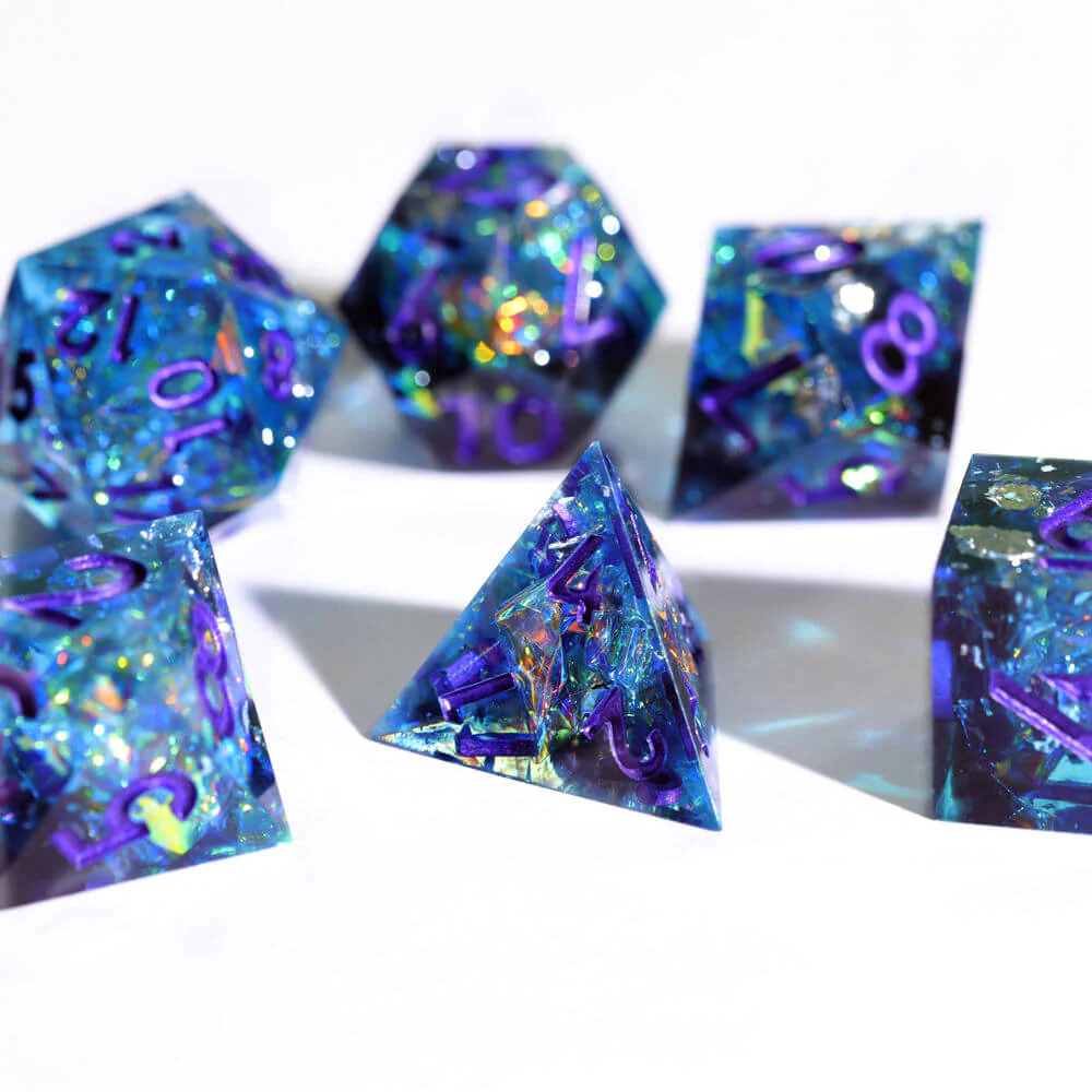 Sapphire Polyhedral Resin 7-Piece Dice Set for D&D - Image 11