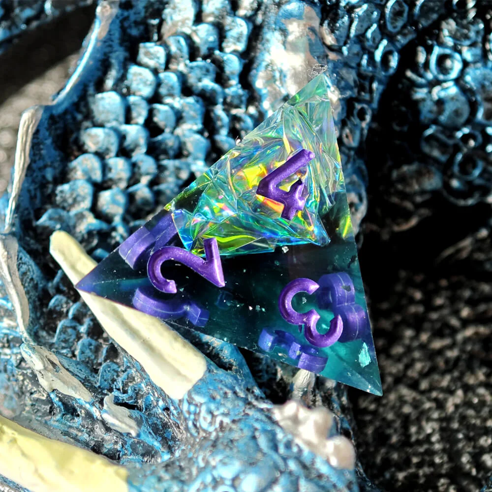 Sapphire Polyhedral Resin 7-Piece Dice Set for D&D - Image 12