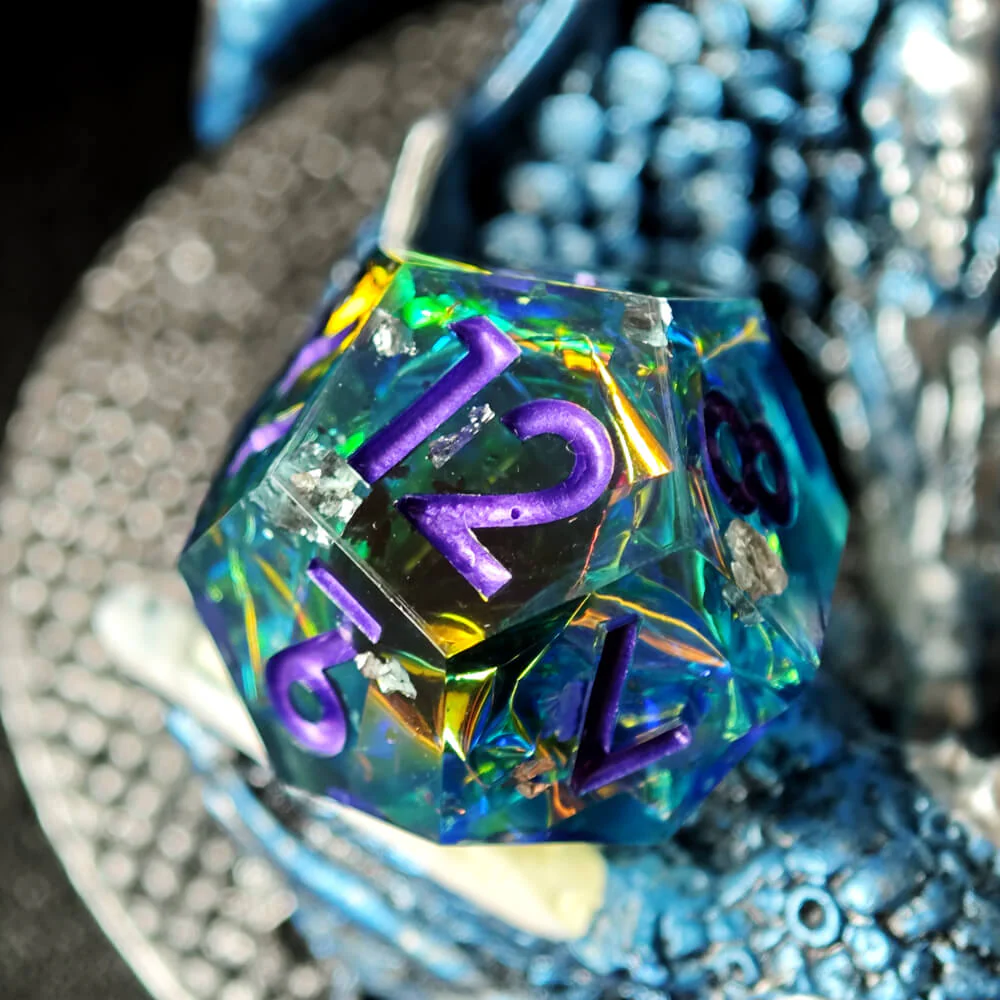 Sapphire Polyhedral Resin 7-Piece Dice Set for D&D - Image 14