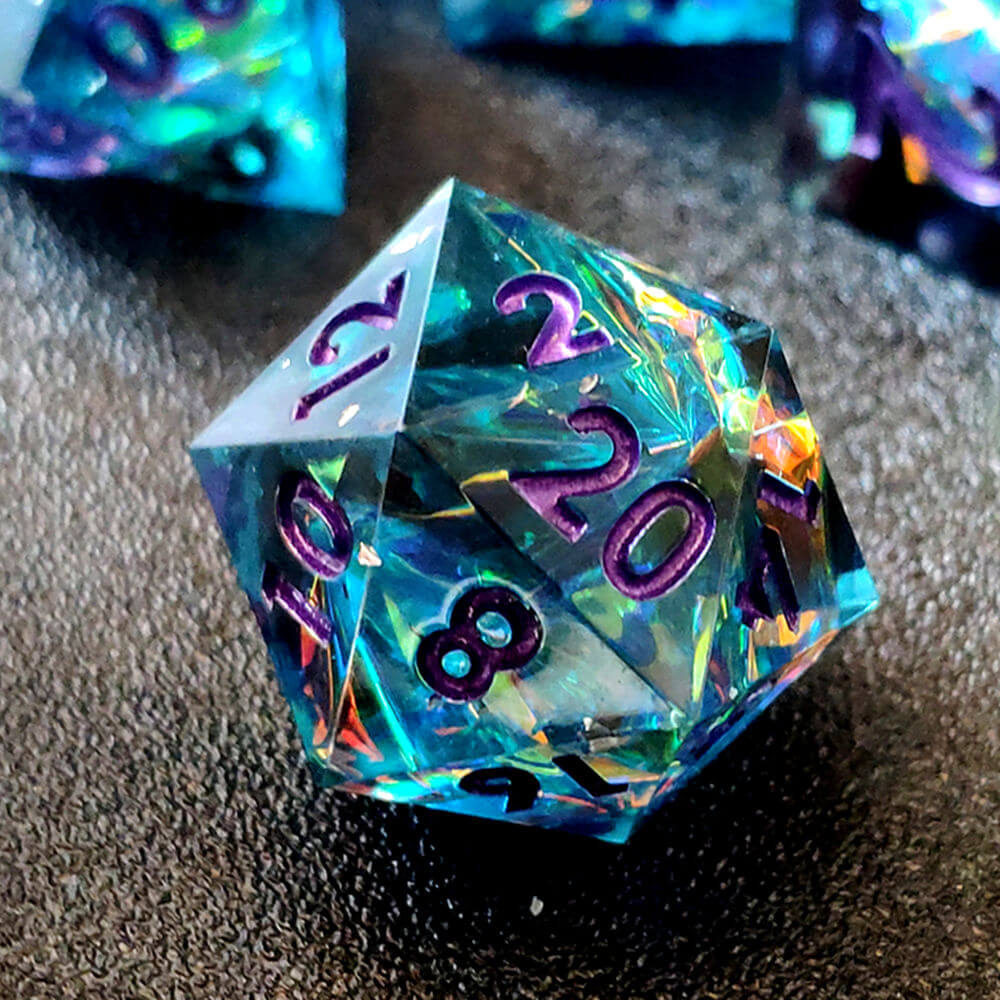 Sapphire Polyhedral Resin 7-Piece Dice Set for D&D - Image 15