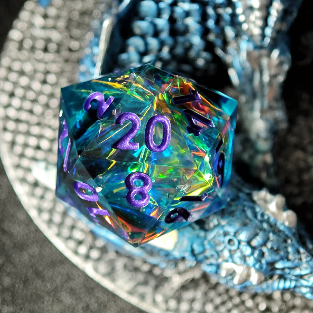 Sapphire Polyhedral Resin 7-Piece Dice Set for D&D - Image 16