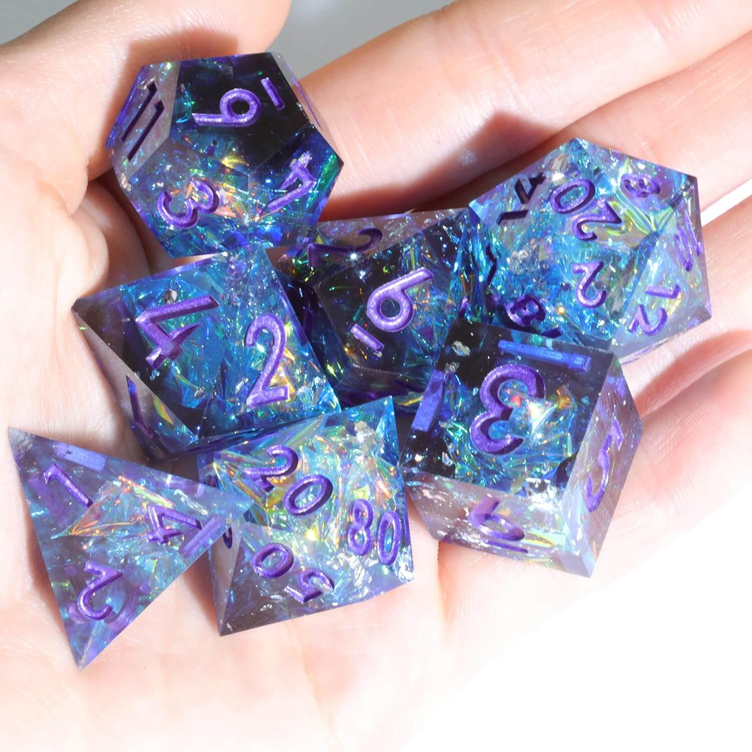 Sapphire Polyhedral Resin 7-Piece Dice Set for D&D - Image 3