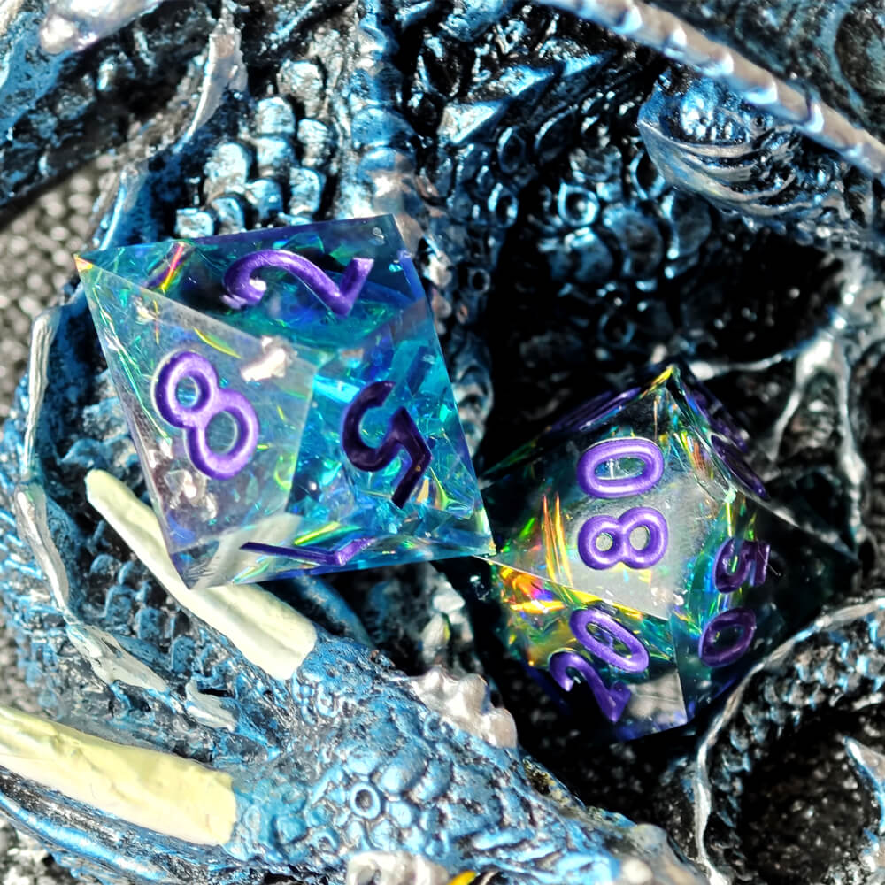 Sapphire Polyhedral Resin 7-Piece Dice Set for D&D - Image 8