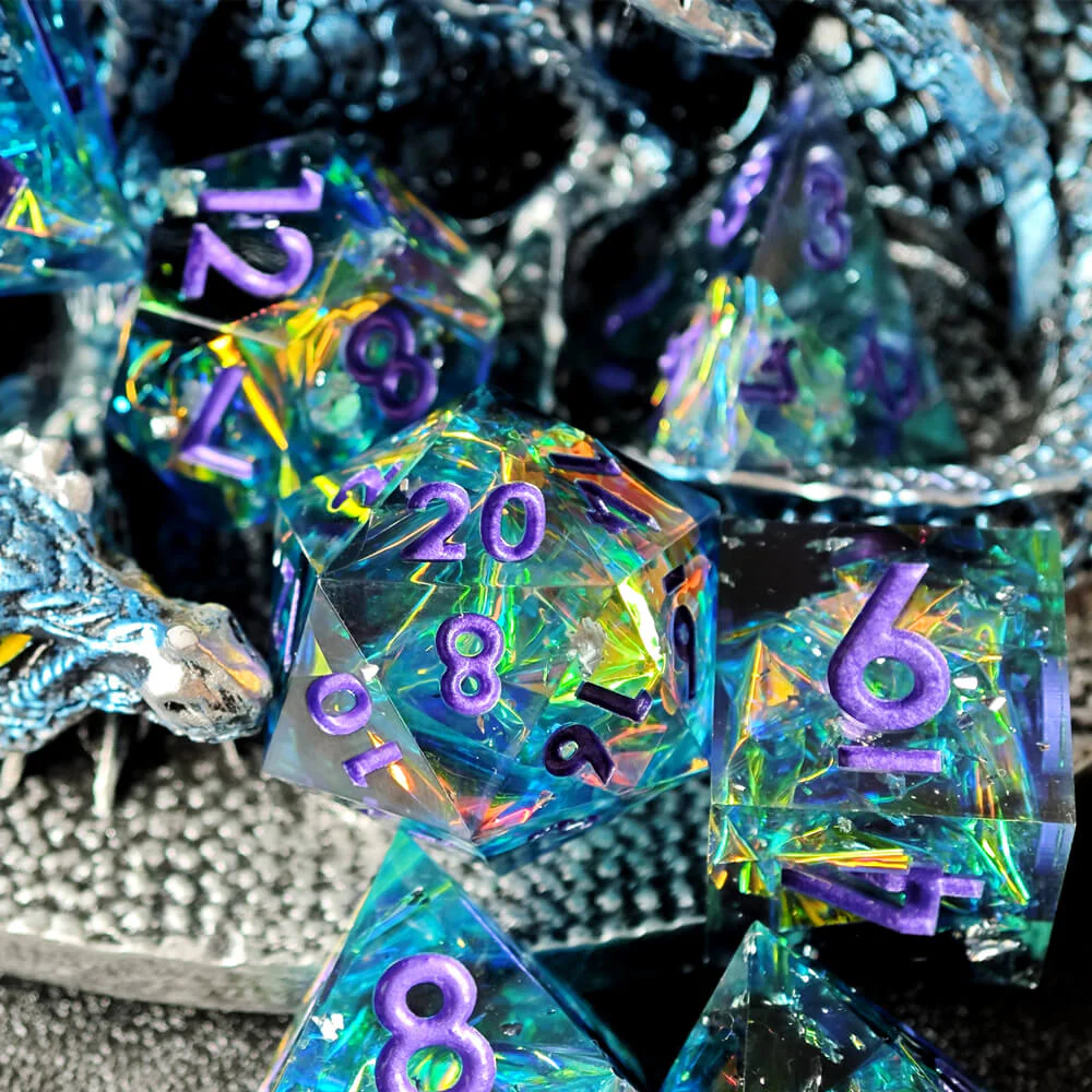 Sapphire Polyhedral Resin 7-Piece Dice Set for D&D - Image 9