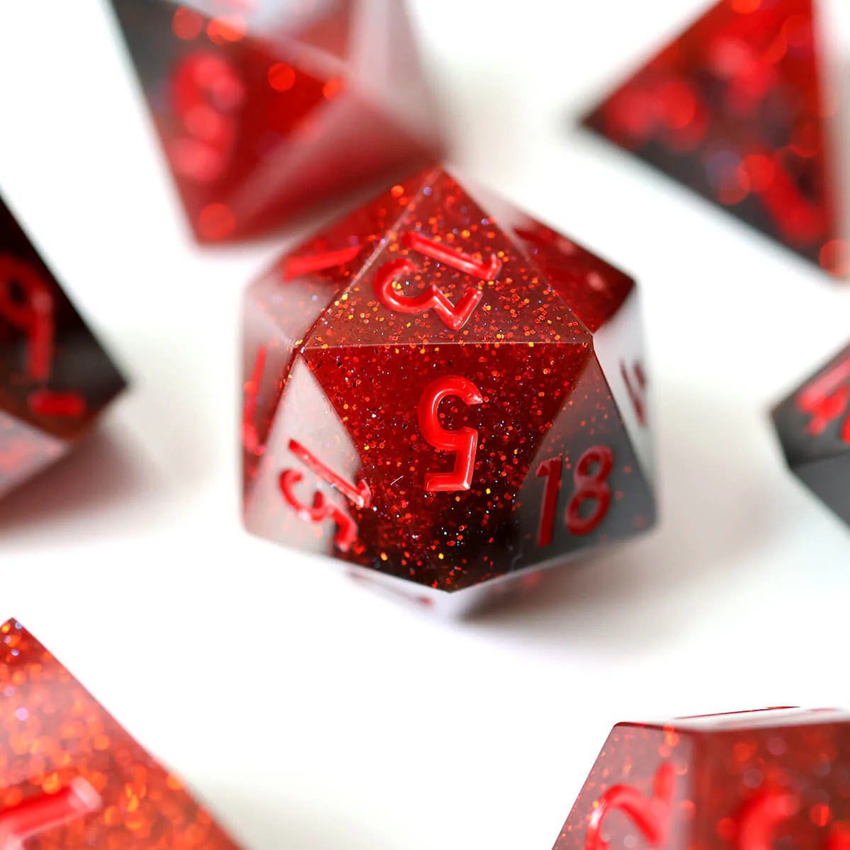 Sharp Edge 7-Piece Scarlet Magic DND Dice Set - Image 2
