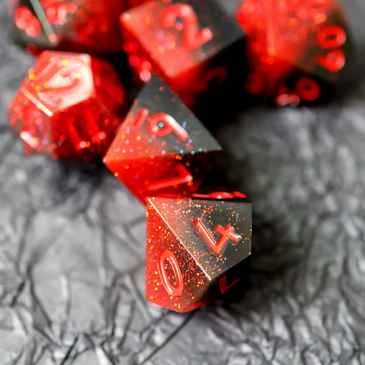Sharp Edge 7-Piece Scarlet Magic DND Dice Set - Image 5