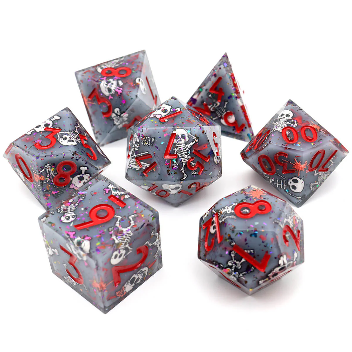 Sharp Edge 7-Piece Skull DND Dice Set