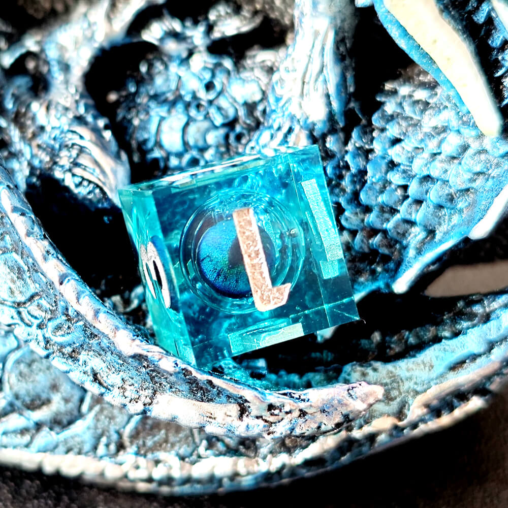Sharp Edge Blue Dragon Eye Polyhedral Resin 7-Piece D&D Dice Set - Image 7