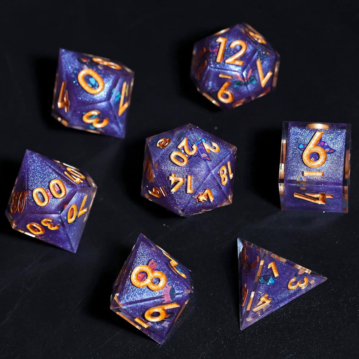 Sharp Edge Butterfly Polyhedral Resin 7-Piece D&D Dice Set - Image 7