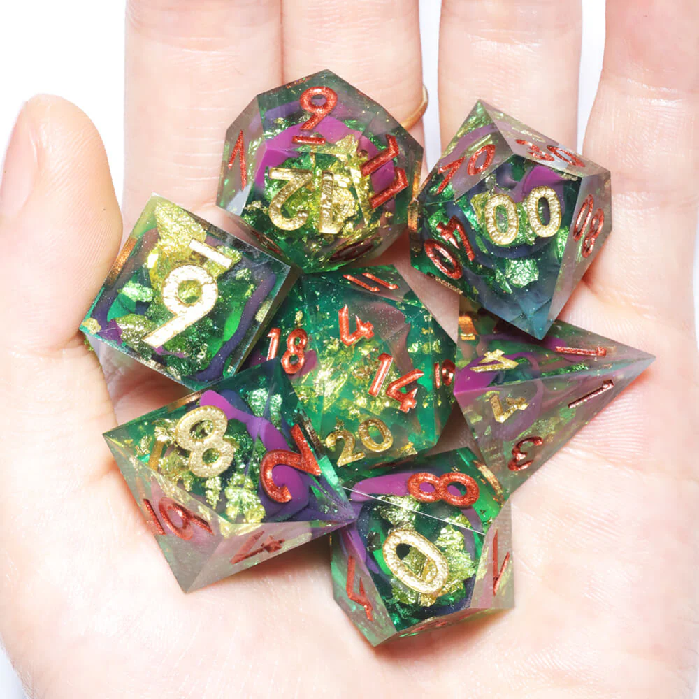 Sharp Edge Green Forest Polyhedral Resin 7-Piece D&D Dice Set - Image 3
