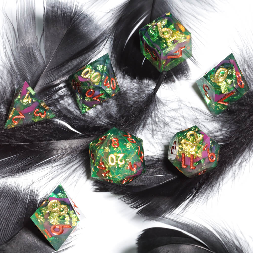 Sharp Edge Green Forest Polyhedral Resin 7-Piece D&D Dice Set - Image 5