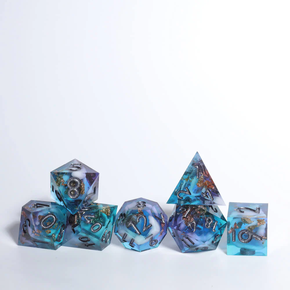 Sharp Edge Ice Age Polyhedral Resin 7-Piece D&D Dice Set - Image 8