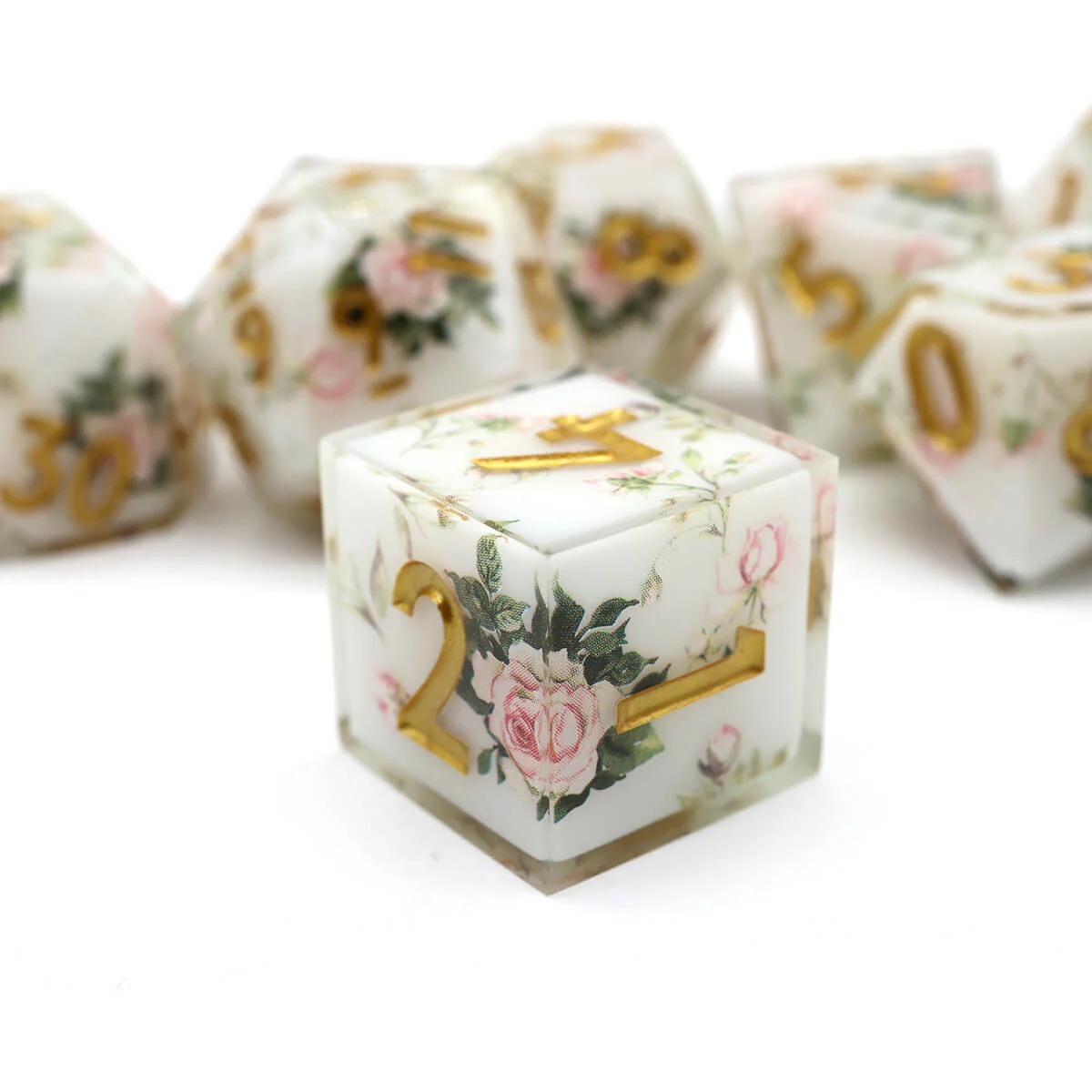 Sharp Edge 7-Piece Layered Flower DND Dice Set - Image 10