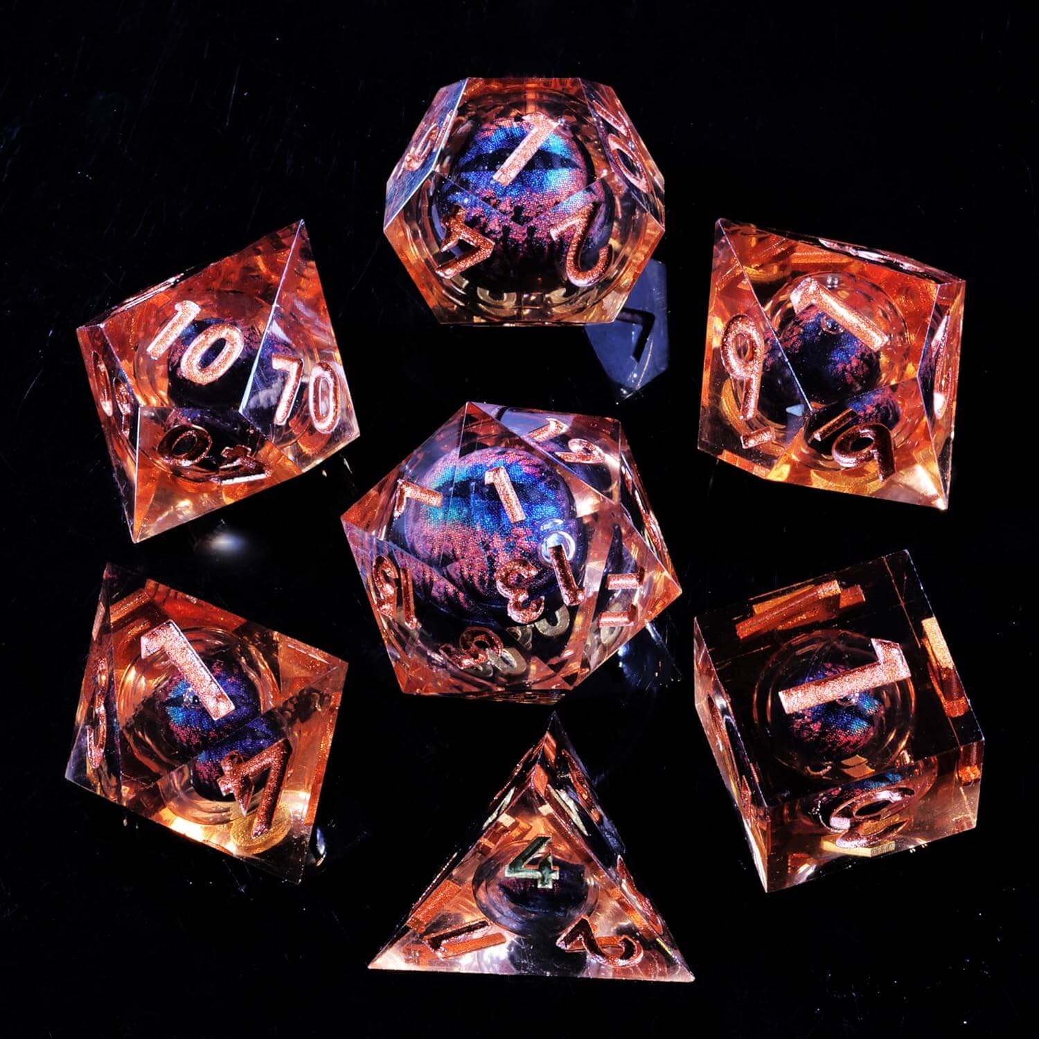 Sharp Edge Liquid Dragon Eye Polyhedral Resin 7-Piece D&D Dice Set - Image 6