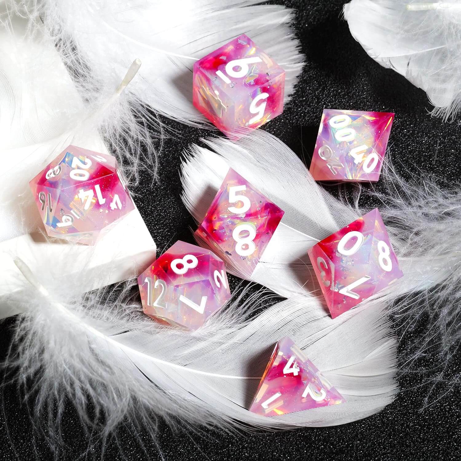 Sharp Edge Rose Dream Polyhedral Resin 7-Piece D&D Dice Set - Image 7