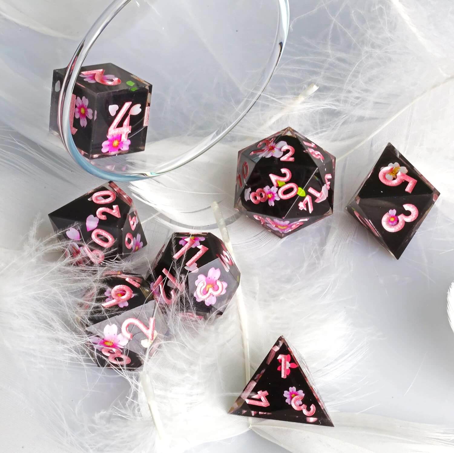Sharp Edge Sakura Night Polyhedral Resin 7-Piece D&D Dice Set - Image 4