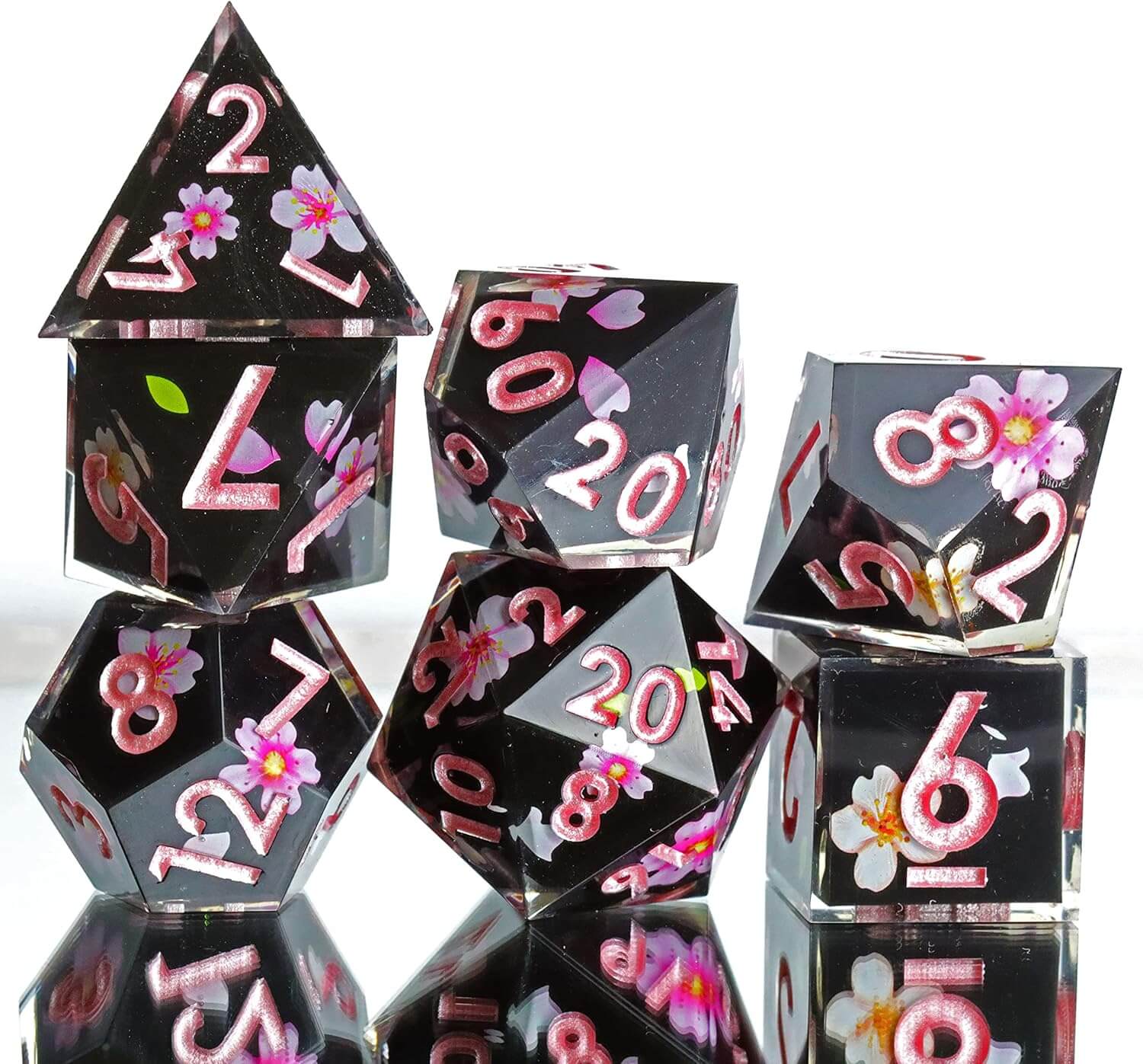 Sharp Edge Sakura Night Polyhedral Resin 7-Piece D&D Dice Set - Image 5