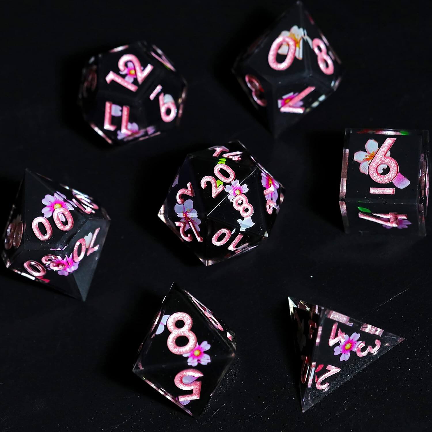 Sharp Edge Sakura Night Polyhedral Resin 7-Piece D&D Dice Set - Image 7