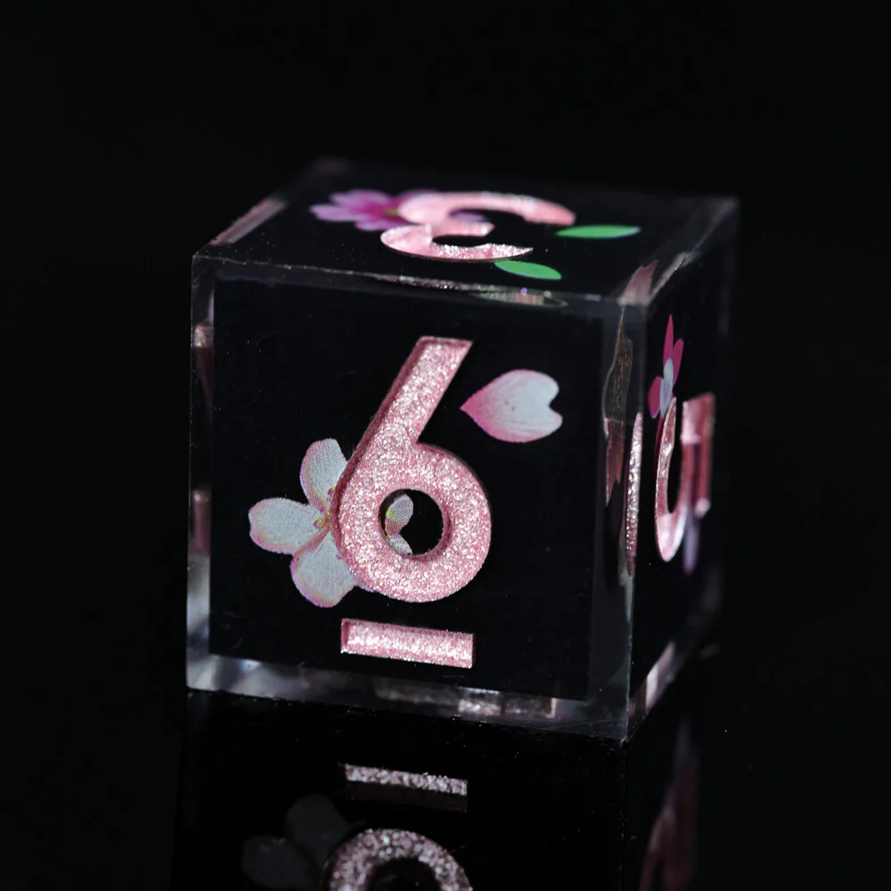 Sharp Edge Sakura Night Polyhedral Resin 7-Piece D&D Dice Set - Image 8