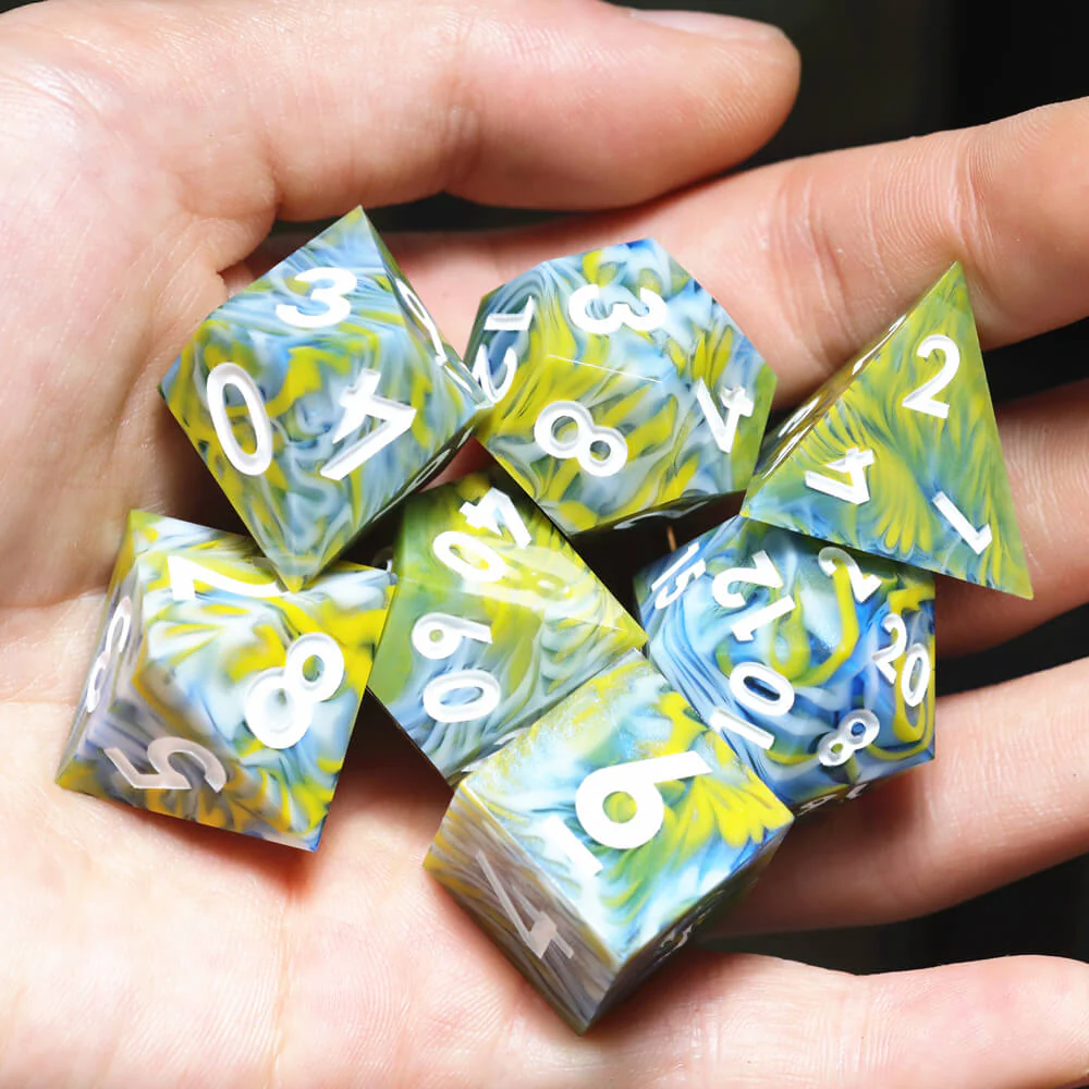 Sharp Edge Vaporwave Polyhedral Resin 7-Piece D&D Dice Set - Image 3