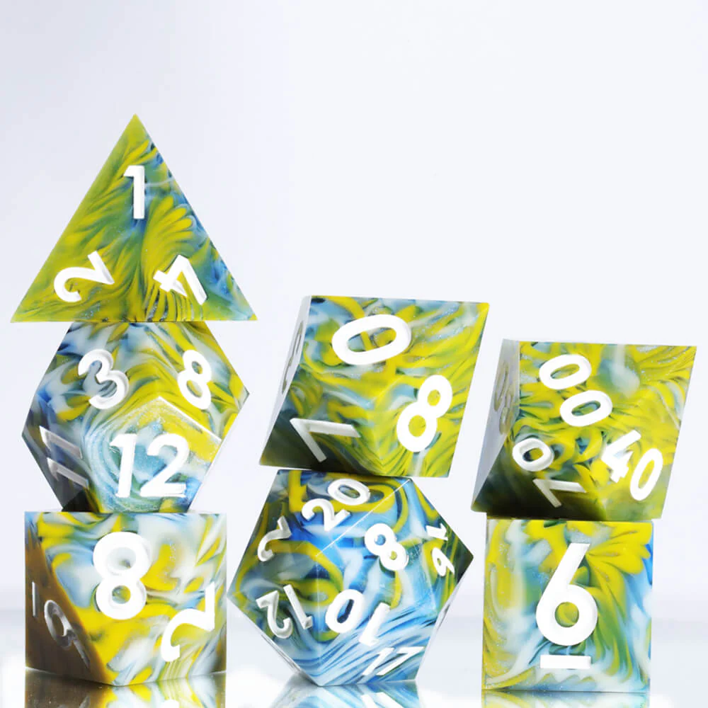 Sharp Edge Vaporwave Polyhedral Resin 7-Piece D&D Dice Set - Image 5