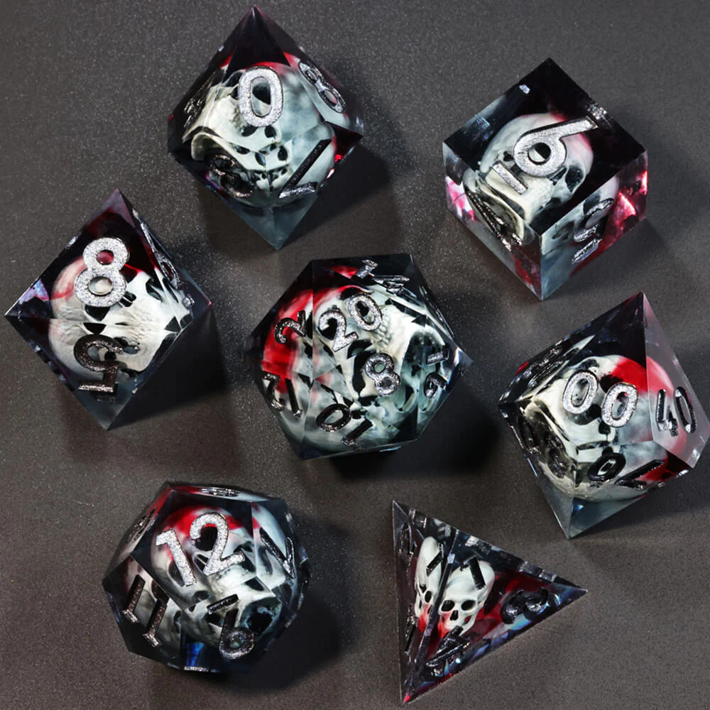 Skull Dice Polyhedral Resin 7 Dice Set DnD - Image 4