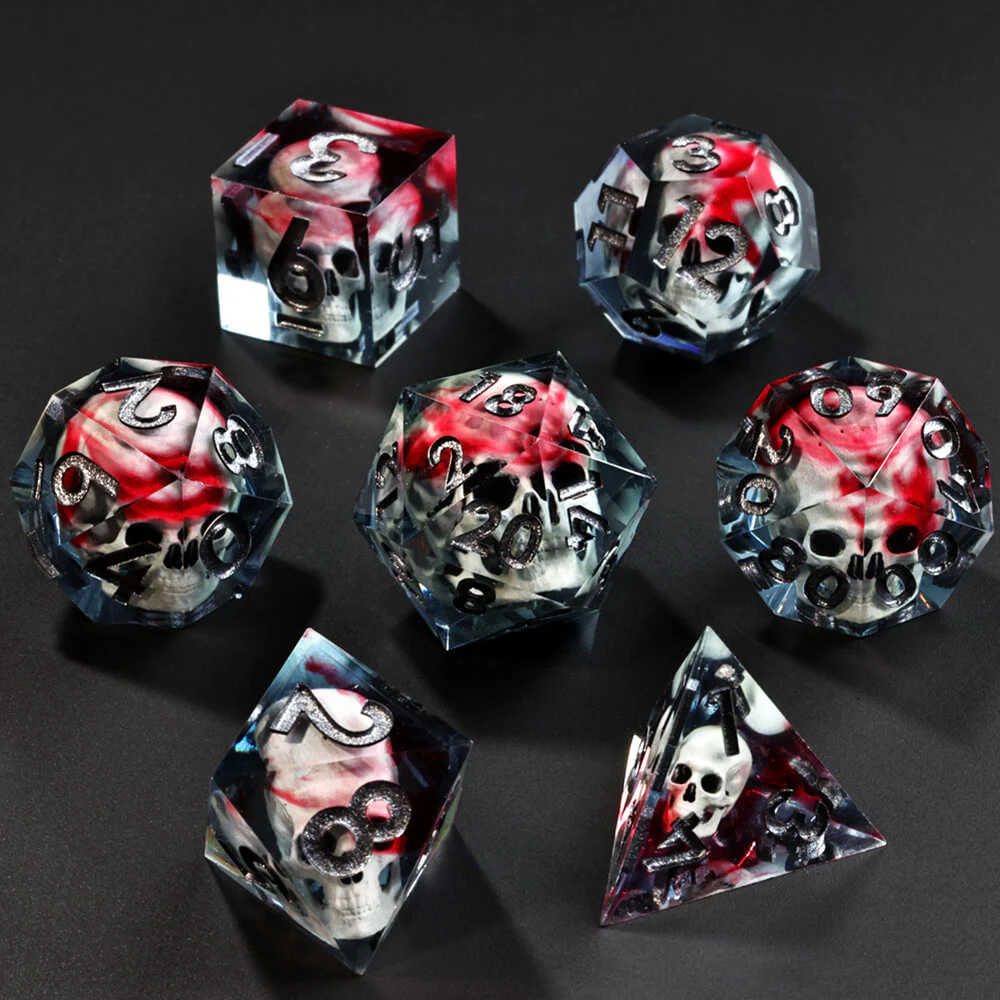Skull Dice Polyhedral Resin 7 Dice Set DnD - Image 6