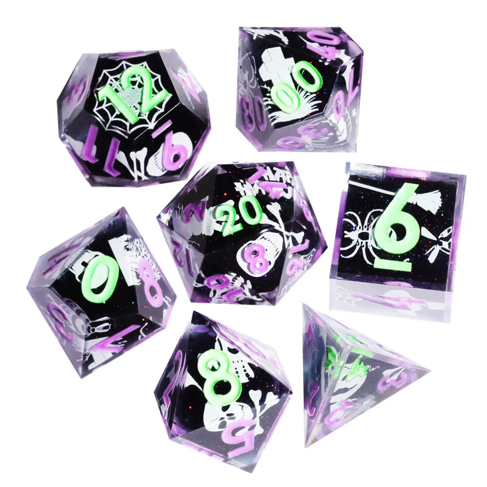 Spider Sharp Edge Resin Polyhedral 7-Piece D&D Dice Set