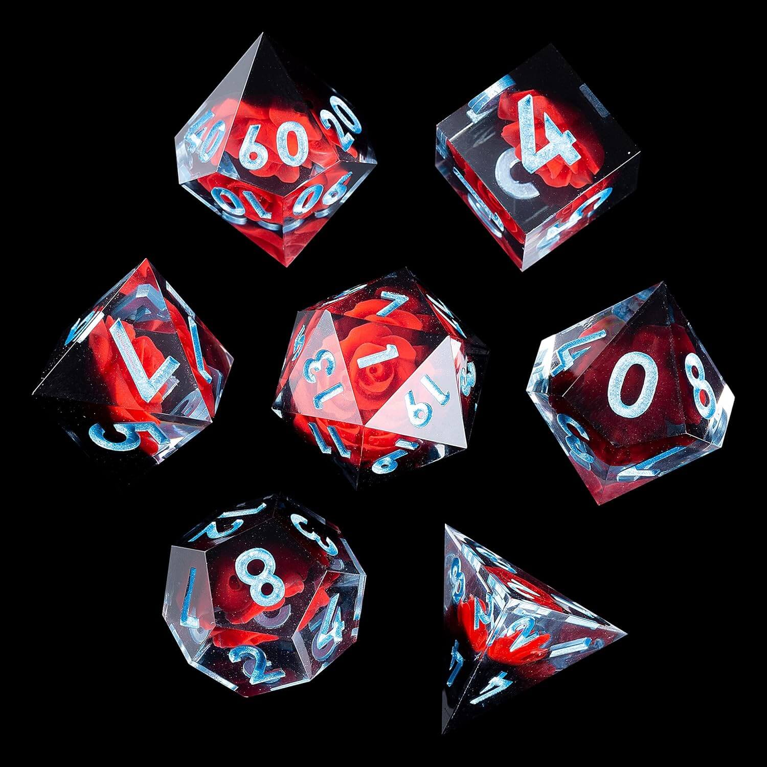 Spooky Flower Polyhedral D and D Resin 7 Dice Set - Image 4