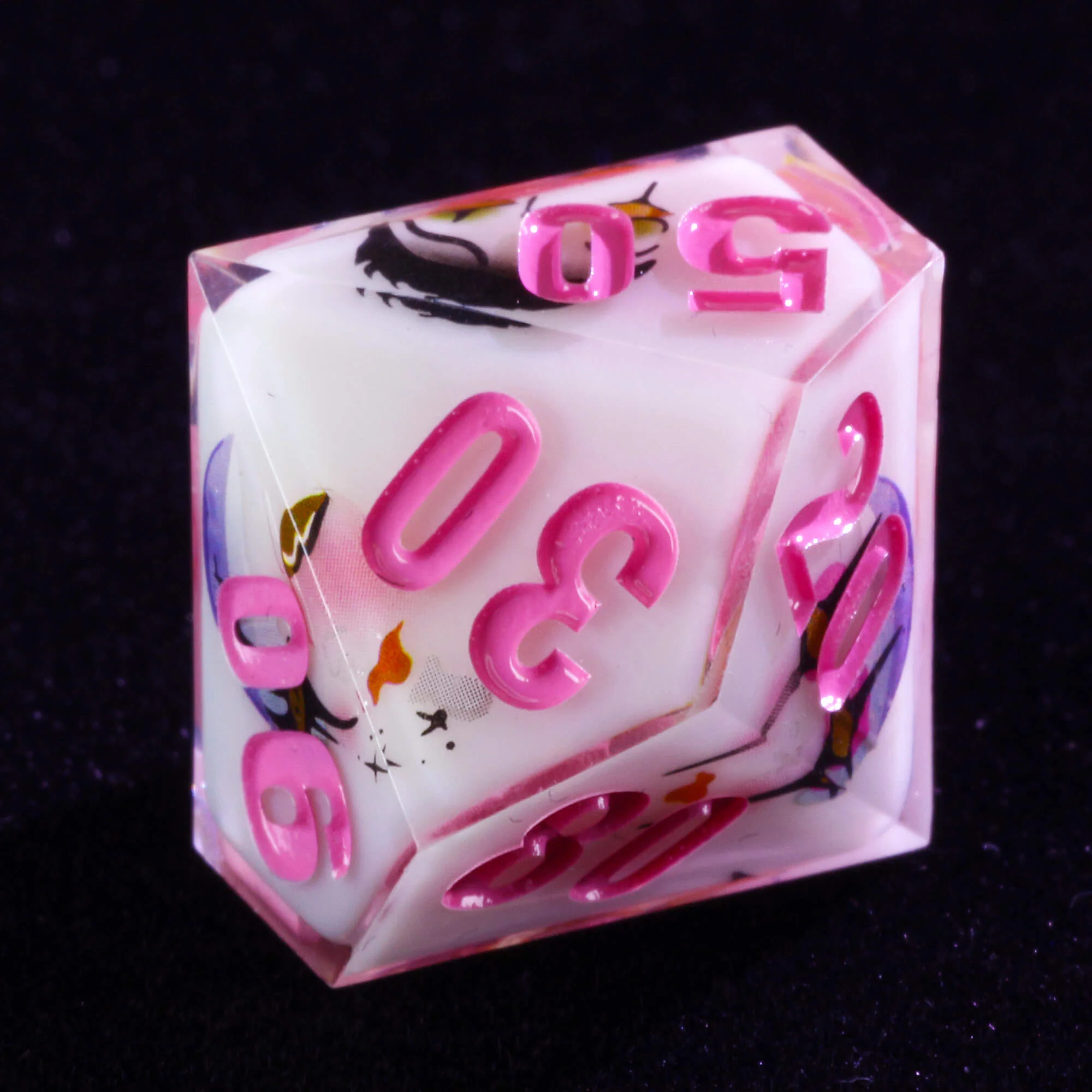 Unusual 7 Polyhedral Resin Dice Set D and D Clown White - Image 8