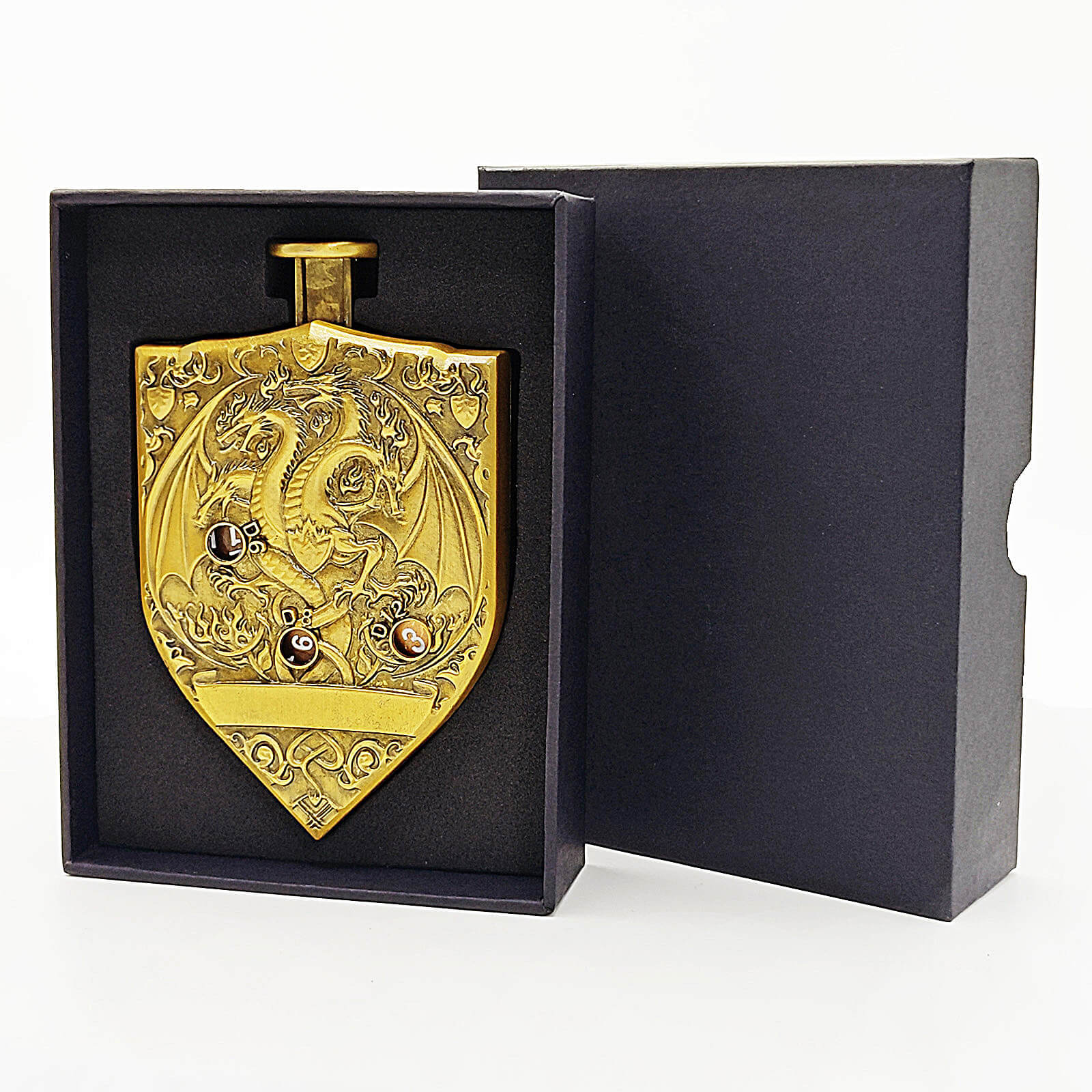 Wyvern Dragon 7 in 1 Button Presser Spinning D&D Metal Dice Shield Roulette Game - Image 2
