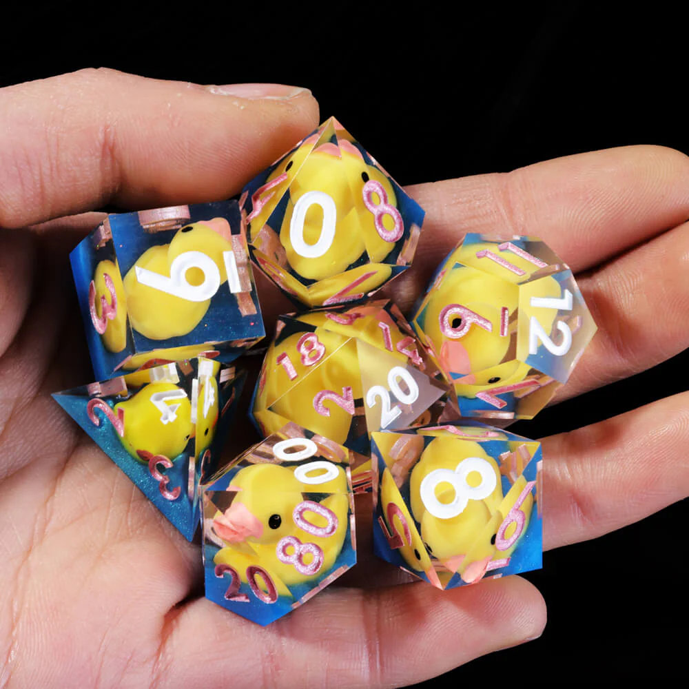 Yellow Ducks Sharp Edge Resin Polyhedral 7-Piece D&D Dice Set - Image 3