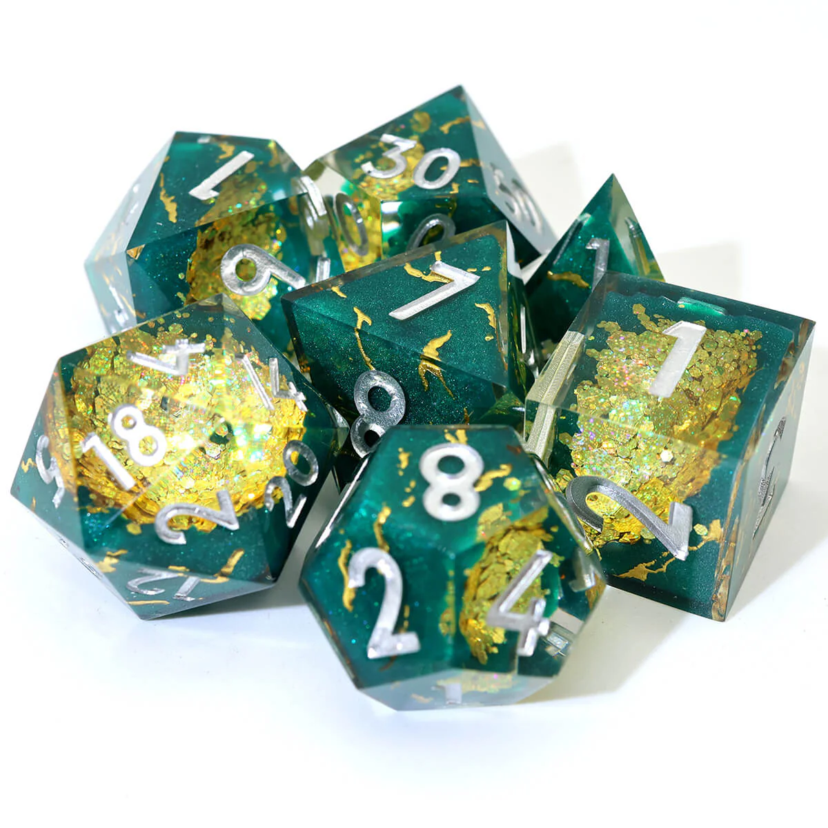 Yellow Purple Geode 7-Piece Sharp Edge DND Dice Set - Image 11